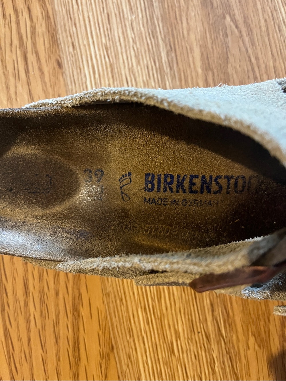Birkenstock Suede Double-Buckle Sandals in Olive/Tan - Picture 4 of 5